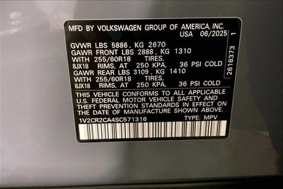 2025 Volkswagen Atlas 2.0T Peak Edition