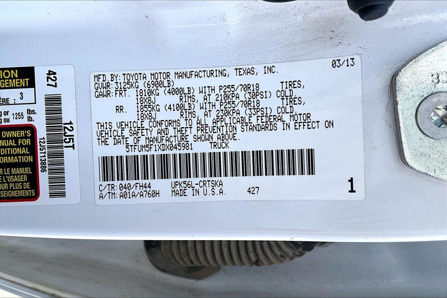 2013 Toyota Tundra 4WD Truck DBL 4WD V8 4.6 SR