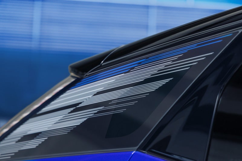 Close-up of the Modern Pattern on the 2026 OPTIQ-V Rear Quarter Glass | Cable Dahmer Cadillac of Kansas City in Kansas City MO